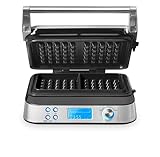 GASTROBACK 42424 Waffeleisen Advanced Control, 5 Verschiedene Programme, 7 Bräunungsstufen, Steuerung über LCD–Display, 1.600 Watt, Edelstahl, silber