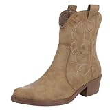 Ital Design Damenschuhe Stiefeletten Western- & Bikerboots, 301-A31P-, Kunstleder, Hellbraun, Gr. 37