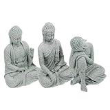 Toyvian 3 Stück Teiliges Chinesische Sandstein Buddha Statue Zen Meditations deko für Wohnzimmer Garten Feng Shui Feng Shui Dekoration mit Elegantem Design und Beruhigender Wirkung