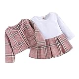 TDEOK Kleinkind Neugeborenes Baby Mädchen Lange Ärmel Plaid Prinzessin Kleid Wollmantel Mantel Outfit Set Kleidung 2 STÜCKE Camouflage Baby (Pink, 3-6 Months)