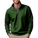 Herren-Pullover mit 1/4-Reißverschluss, leicht, lässig, Sportbekleidung, langärmelig, einfarbig, lockere Oberbekleidung, atmungsaktiv, elastisch, Sport-Tops, Stehkragen, Sportbekleidung