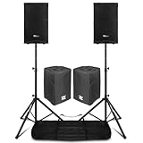 Power Dynamics PDY212A PA Anlage Komplettset | 2X 12 PA Lautsprecher Aktiv mit Bluetooth & DSP | 1400W DJ Boxen Set mit Stativen, Schutzhüllen & Tragetasche | Professionelle Musikanlage für Events