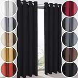 Schuette® Verdunklungsvorhang mit Ösen ● Century Black: Raven Feather (Schwarz) ● 130x250cm Breite x Höhe (1 Stück) ● Blackout Vorhang Verdunkelung Knitterfrei Pflegeleicht Gardine Thermo Blickdicht