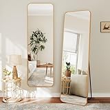 Dripex Ganzkörperspiegel, 150 x 40 cm Standspiegel, Wandspiegel oder Großer Spiegel mit Ständer, robuster Aluminiumrahmen, großer Ankleidespiegel für Schlafzimmer, Wohnzimmer, Gold