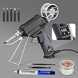 Automatische Lötpistole mit Lötzinnzufuhr – 60W Lötkolben Set mit LCD-Temperaturanzeige(180–500 °C),Automatischer Drahtzuführung Für Elektronikreparatur & PCB-Montage,Einhand-Schweißen