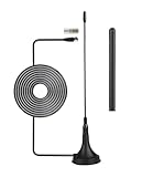 Vecys DVB-T HDTV Antenne 5dBi VHF UHF Mini TV Antenne mit Magnetfuß und Dual Ersatz Antennenstäbe 50 Meilen Indoor Digital TV Antenne RG174 3m/9.84ft Koaxialkabel für DVD DVB-T Geräte