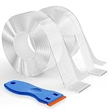 Asyduey 2 Rollen Doppelseitiges Klebeband, Strapazierfähig, Transparentes, Entfernbares Nano-Klebeband zum Aufhängen Von Postern, Teppichen und Bildern