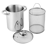 Michelino Edelstahl Spargeltopf 4 Liter Ø 16cm, Höhe 20 cm Spargel-Topf mit herausnehmbarem Korbeinsatz