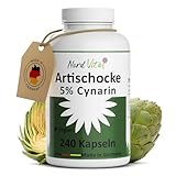 Nord Vital Artischocken-Extrakt - 240 Kapseln - 1350 mg je Tagesdosis - 5% Cynarin - HOCHDOSIERT - 80 Tage Vorrat - 100% aus frischen Artischocken extrahiert - In Deutschland hergestellt - Vegan