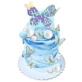 23PCS Butterfly Cake Decorations Mini Balloon Cake Topper Butterfly Cupcake Topper Butterfly Party Supplies for Birthday Party Wedding Supplies Baby Shower Decor Valentine's Day Blue