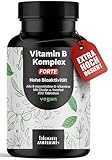 Vitamin B Komplex Hochdosiert – 200 Tabletten – Alle 8 Essentiellen B-Vitamine (B1, B2, B3, B5, B6, B7, B9, B12) mit Cholin & Inositol – Vegan & Produziert in Deutschland - Laborgeprüft