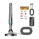 DVBT2 Antenne, zimmerantenne DVB-T & DVB-T2 Antennen mit Verstärker, Großer Reichweite und 360° Empfang, Zimmerantenne für Fernseher mit Starkem Magnetfuß, Geeignet für 4K 1080p & Alle TV-Geräte