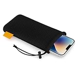 wortek Universal Handytasche Nylon Mesh 18,5 x 9cm Handy Tasche Handysocke für gängige Smartphone bis 6,5 Zoll – Handy Zubehör Mesh Beutel Kopfhörer Smartphonetasche schwarz