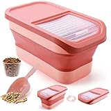 LKSTK Faltbarer Aufbewahrungsbehälter für Hundefutter, 5.9 kg, zusammenklappbar, mit Deckel, Küchenreisaufbewahrung für Tiernahrung, Müsli (Rosa)