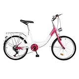 20 Zoll Jugendfahrrad 6-Gang Fahrrad mit Scheinwerfer Höhenverstellbarer Lenker und Sattel City Bike für Mädchen, Jungen, Herren und Damen