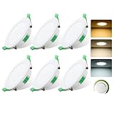 Fynokst LED Einbaustrahler 230V Dimmbar, 7W LED Spots 68mm - 78mm Lochmaß, 3000K/4000K/6500K Einstellbare Farbtemperatur Deckenspots, IP44 Spots Deckenleuchte Für Küche, Bad, Wohnzimmer, 6er Set