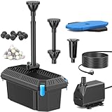 Biling Teichfilterpumpe mit Filter, All-in-One 2500L/H 40W Teichpumpe Filter Einstellbares Wasserventil und Düsen, Unterwasser-Teichfilter, Reinigung von bis zu 4000 l Teich, Teichwasserfilterpumpen