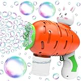 Seifenblasenmaschine Kinder, Automatische Seifenblasenpistole mit Seifenblasen Flüssigkeit, Karottenhase Seifenblasen Pistole für Kinder, Osterspielzeug, Bubble Gun für Outdoor Geburtstag Party