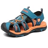 SAGUARO Jungen Sandalen mit Geschlossene Zehe Mädchen Sommer Trekkingsandalen Atmungsaktiv Rutschfest Kinder Sanldalen für Outdoor Sport Cyan 38 EU