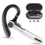 Bluetooth Headset Wireless Freisprech Telefon, 5.3 Bluetooth Headset Handy mit 60H Spielzeit, ENC Dual Mic Geräuschunterdrückung Ohrhörer, Earbuds mit Ladecase für Business/Büro/Autofahren, Weiß