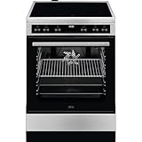 AEG Standherd mit Glaskeramik-Kochfeld 60 cm/Bräterzone/Mehrkreiskochzone/Versenkknebel/Touch-Bedienung/Grillfunktion/Display mit Uhr/A / CCB644OCBM
