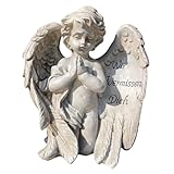 Grabschmuck Engel groß in stilvoller Steinoptik - Der Grabengel ist wetterfest