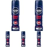 NIVEA MEN Dry Impact Deo Spray, Antitranspirant für 72h zuverlässigen Schutz gegen Schweiß und Geruch, antibakterielles Deodorant ohne Ethylalkohol (150 ml) (Packung mit 5)