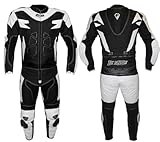 BI ESSE Motorradkombi Herren 2-teilig – Motorradanzug Leder & Textil, Jacke und Hose trennbar, verstellbar, atmungsaktiv, Touring & Racing geeignet (Weiß/Schwarz, L)