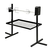 BBQ-Toro Grillspieß Set 70 cm | Drehspieß für Camping Ausflug, Trip, Lagerfeuer | 2 Fleischnadeln, Motor (Batterie), Untergestell mit Kohlerost | Grillzubehör