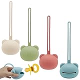 Schnullerbox, 4er Set in Beige, Grün, Pink und Blau, Praktische Aufbewahrung für Unterwegs, Hygienische Schnullerdose für Babys