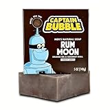 CAPTAIN BUBBLE Rum Moon Naturseife für Männer, 140 g, handgefertigte Seife ohne Chemikalien, 24 Stunden Feuchtigkeit, 0 % Parabene, verbessert trockene Haut, Akne, Ekzeme und Flecken