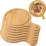 Wooden Pizza Serving Board Set of 8 Lightweight Tray with Handles Perfect for Pizza Making and Storage Fits Up to 13 Inches Light Brown 8 inch Size