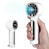 Handventilator Mini USB Akku Aufladbar, 4000mAh Tragbarer Turbo Ventilator mit 5 Geschwindigkeiten, LED Anzeige, 9600 rpm Hohe Geschwindigkeit, Starker Handventilator für Reisen Büro Camping Strand