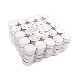 pajoma® Teelichte 100 Stück, Weiß | unbeduftete Teelichter | Brenndauer: 4 Std. - 20 g Wachsgewicht, 25 x 38 mm | Gastro, Hochzeit, Dekorieren, Feiern, Entspannen, Outdoor, Party