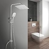 Görbach Duschsystem Duschset Regendusche Duschsäule Edelstahl ohne Armatur (SJ2020, Chrom)