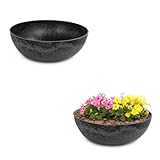 matches21 Pflanzschalen für draußen - 2 große Vintage Dekoschalen schwarz marmoriert als Blumentopf Pflanztopf - Schale in 30 cm als Garten Vogeltränke Balkon-Deko oder Friedhof Grabschale