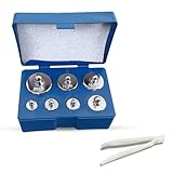 Trimming Shop Kalibrierung Gewicht Set, Präzisionsstahl Kalibrierung Gram-Skala mit Behälter für Digital- und Taschenwaage, Küche & Schmuck, Labor-Silber, 7 Stück, 500g