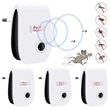 HIULLEN Ultraschall Schädlingsbekämpfer, 4 Pack Elektronische Insektenschutzmittel, Moskitoschutz Innenräumen Mückenschutz Pest Control Repeller für Kakerlaken Mücken Mäuse Fliegen