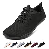 Geweo Barfuss Schuhe Damen Bequeme Barfußschuhe Herren Soft Barfuss Sneaker mit Breite Zehenbox Turnschuhe Leicht Zero-Drop Solhe Trail Laufschuhe Barefoot Fitness Shoes Unisex Schwarzer 39EU