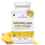 Bandini® Bromelain Strong | 180 magensaftresistente Kapseln | 1000 mg – 2500 GDU pro Tagesdosis (2 Kapseln) | 3-Monats-Vorrat | Maximale Bioverfügbarkeit | Natürlicher Ananasextrakt | 100% vegan