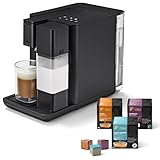 Tchibo Qbo MILK MASTER Premium Kapselmaschine inkl. 24 recyclebare Qbo Kapseln für Cappuccino, Espresso, Caffè Crema, Milchschaum auf Knopfdruck mit abnehmbarem Milchtank 300ml, Velvet Black