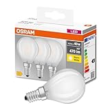 Osram LED Base Classic P Lampe, in Tropfenform mit E14-Sockel, nicht dimmbar, Ersetzt 40 Watt, Matt, Warmweiß - 2700 Kelvin, 3 Stück (1er Pack)