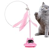 Celuicion Katzenspielzeug mit Federn, interaktives Spielzeug mit Federn für Katzen, freistehende Saugnapfbasis mit Glocke zur Stimulierung von Übungen und Spielen, realistische bunte Federn