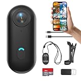 FOUKWAKC H7 64 GB 1080P Daumen-Action-Kamera, Mini-Body-Kameras, tragbare Taschen-Vlogging-Kamera mit Magnetschnur, kleine tragbare Camcorder-Helmkamera für Arbeit, Radfahren, Reisen