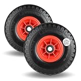 2 x Frosal PU Rad Sackkarre 260 mm 3.00-4 | 20 mm Achse | Sackkarrenrad Vollgummi | Ersatzrad Bollerwagen pannensicher | Reifen
