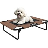PawHut Erhöhtes Hundebett klappbar Haustierbett, Outdoor Hundeliege mit Netzdesign, Atmungsaktiv, für kleine und mittelgroße Hunde Kaffee Oxford 75 x 51 x 18 cm