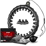 Active 100 Smart Hula Hoop, Gewichteter Hula Hoop, Verstellbarer Fitness-Übungs-Hula-Hoop, 27 abnehmbare Knoten/Glieder, Schwarz