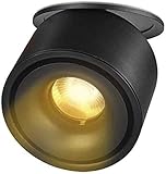 SSDDLZEQ Beleuchtung Robuste, um 360° verstellbare Deckeneinbaustrahler for den Innenbereich, 6000 K weiße Leuchten, Decken-Downlight, runde Aluminium-Beleuchtung(Black,7W)