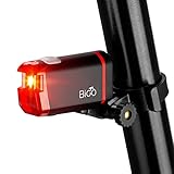 BIGO Fahrrad Rücklicht, StVZO Zugelassen Ultra Hell Fahrradrücklicht LED USB Aufladbar, IP65 wasserdichte Fahrradlampe Aufladbar für Radfahren