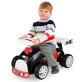 GOPLUS Rutschauto Kinder, Rutschfahrzeug Polizei mit Musik, Staurum unter dem Sitze & widerstandsfähigen Rädern, Kinderfahrzeug mit Hai-Motiv, Rutscher Auto für Kinder ab 1 Jahr (Schwarz)
